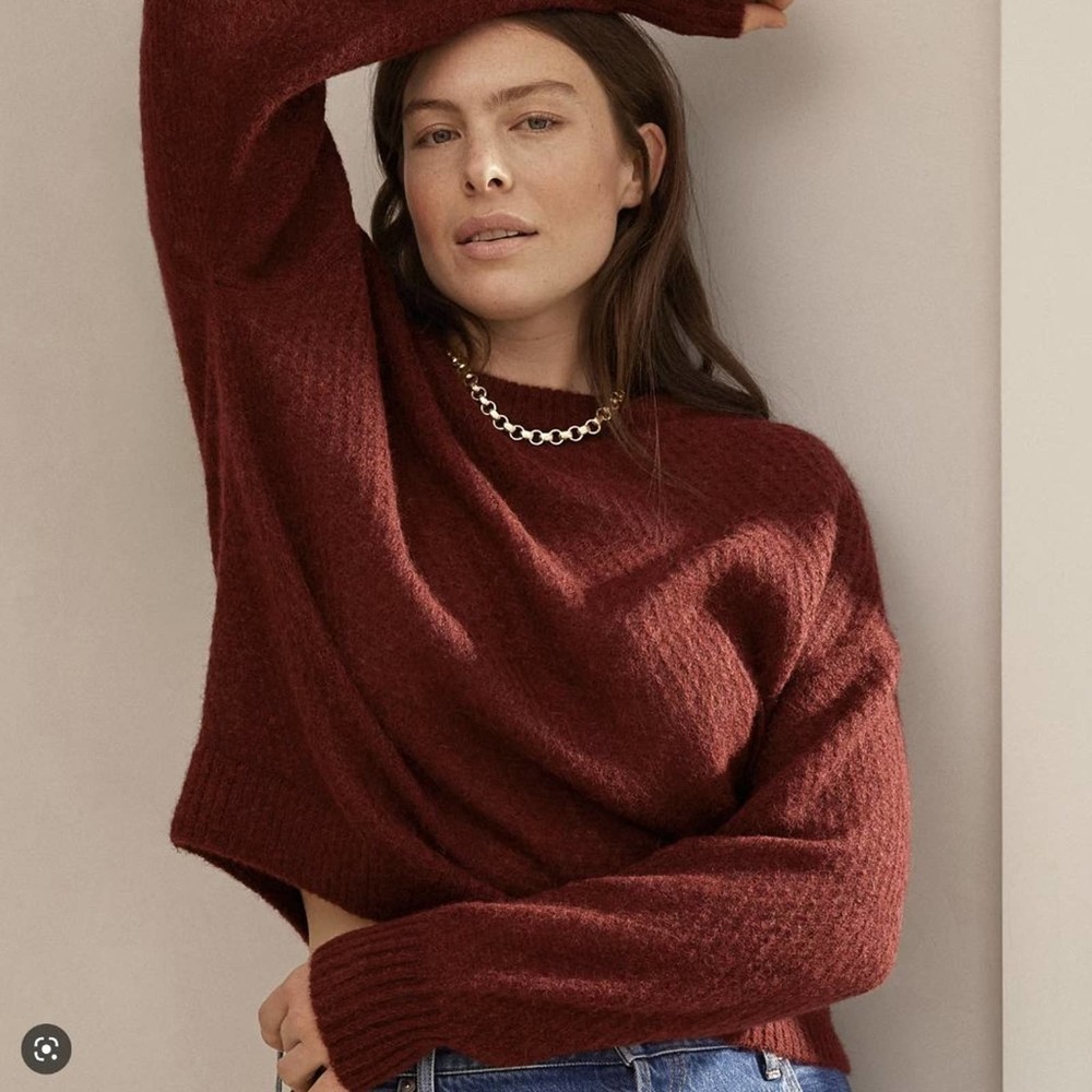 NWT Everlane Alpaca Crew in Red/Brown XXS